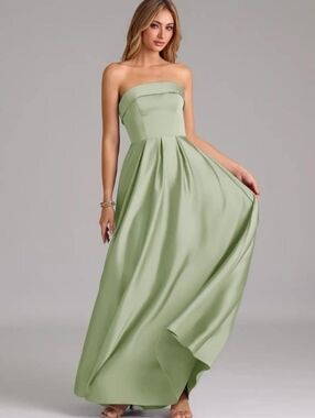 Sage Green Azazie Strapless Bridesmaid/Wedding Guest Dress Lucienne
